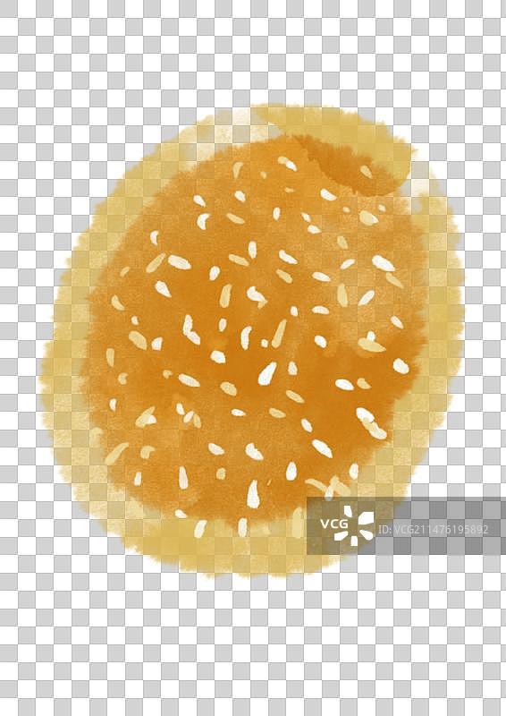 水墨风北京美食插画元素-麻酱烧饼图片素材