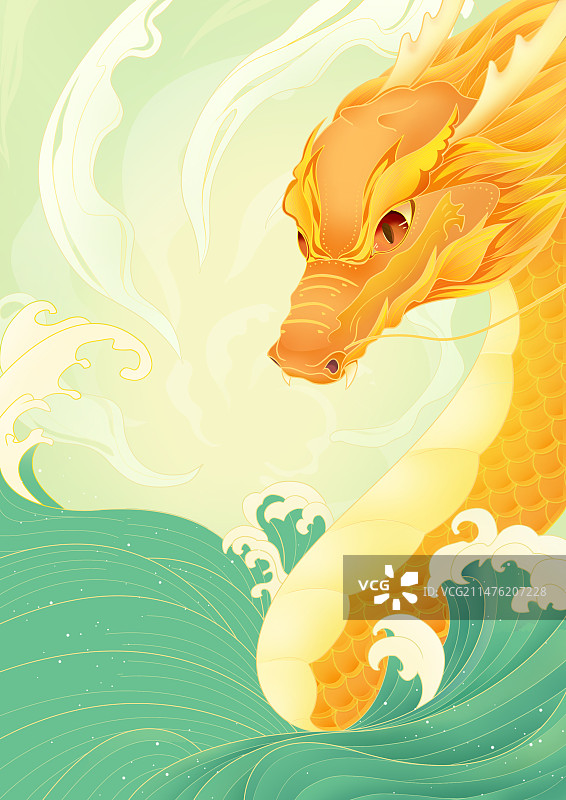 国潮风格龙年插画图片素材