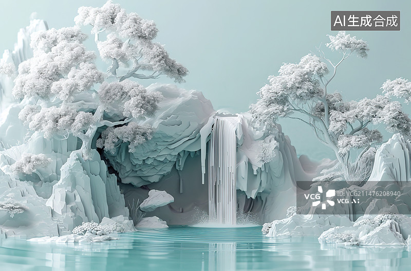 【AI数字艺术】冬季的冰山和浮冰图片素材