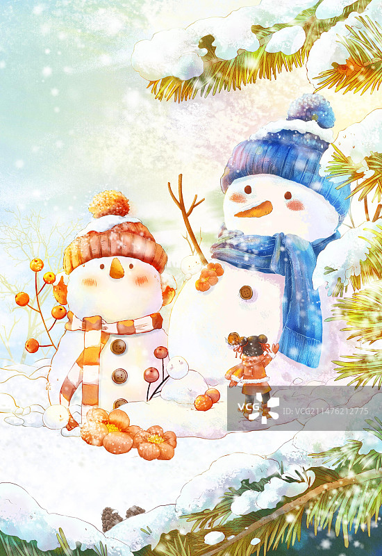 雪人插画图片素材