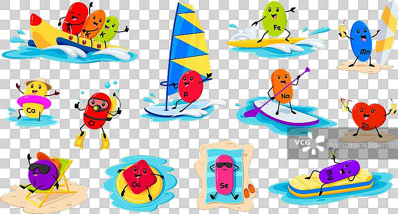 卡通微量营养素角色夏季假期图片素材