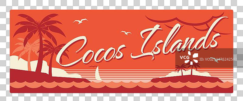 科科斯群岛澳大利亚复古旅行盘图片素材