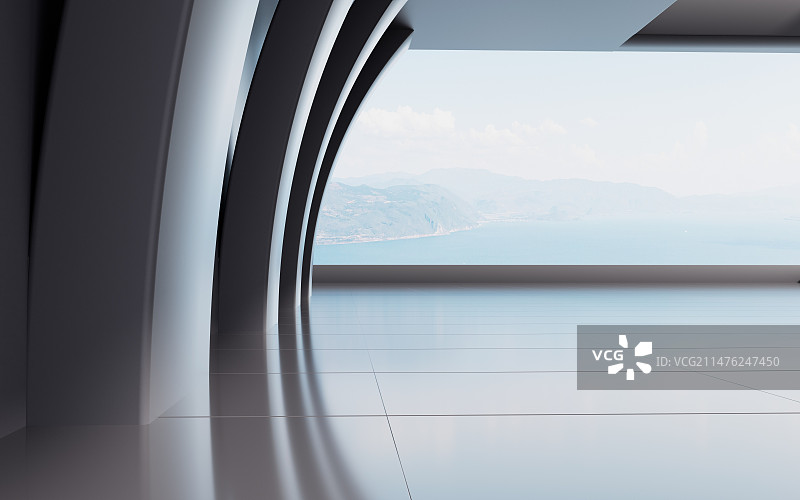 创意简约几何体建筑背景3D渲染图片素材