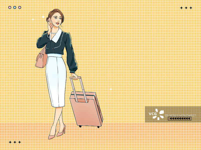 商务人士业务专员职场精英全身站立办公时尚潮流孟菲斯扁平风格插画图片素材
