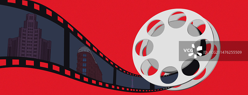 北上广深直辖市现代化科技发达文化都市城市上海创意购物天堂电影胶片胶卷海报宣传插画图片素材