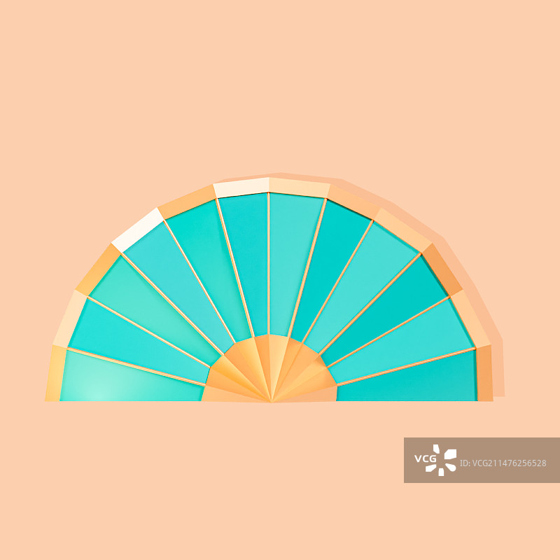 3D渲染的春节喜庆扇子折扇装饰中国风元素插画图片素材