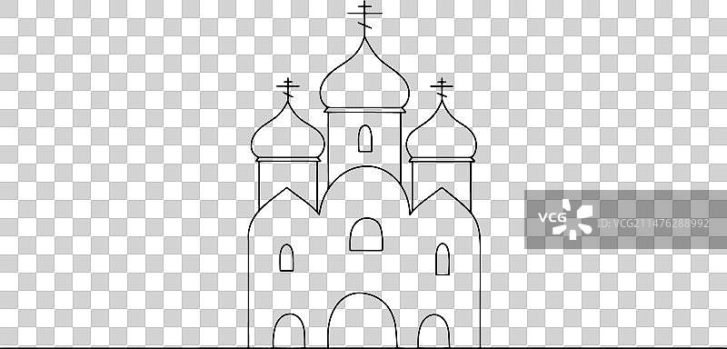 东正教教堂单线图片素材