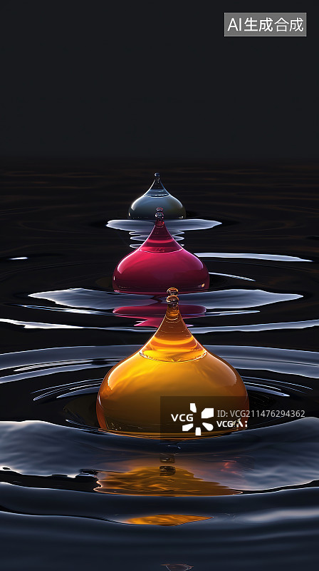 【AI数字艺术】黑色背景下飞溅冠的特写镜头图片素材