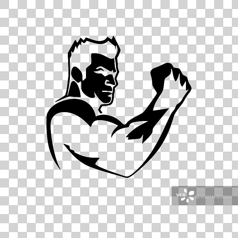 高品质二头肌Logo设计，适用于T恤图片素材