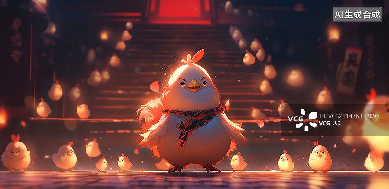 【AI数字艺术】春节鸡插画图片素材