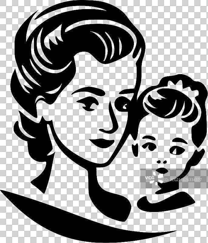 母亲主题的扁平风极简logo图片素材