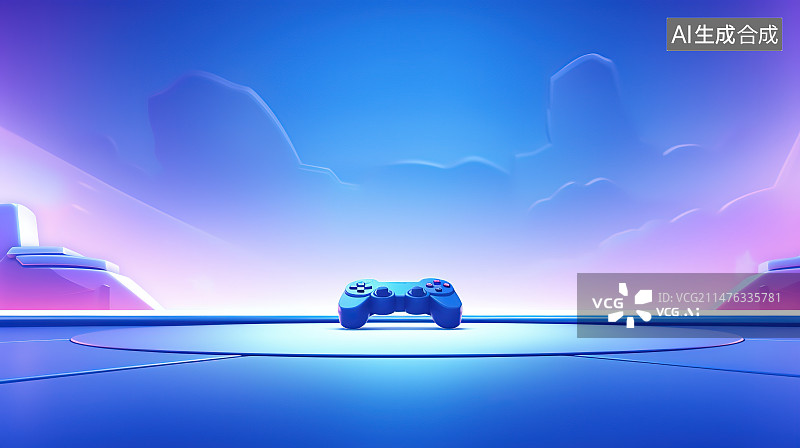 【AI数字艺术】蓝色背景下的玩具特写镜头图片素材