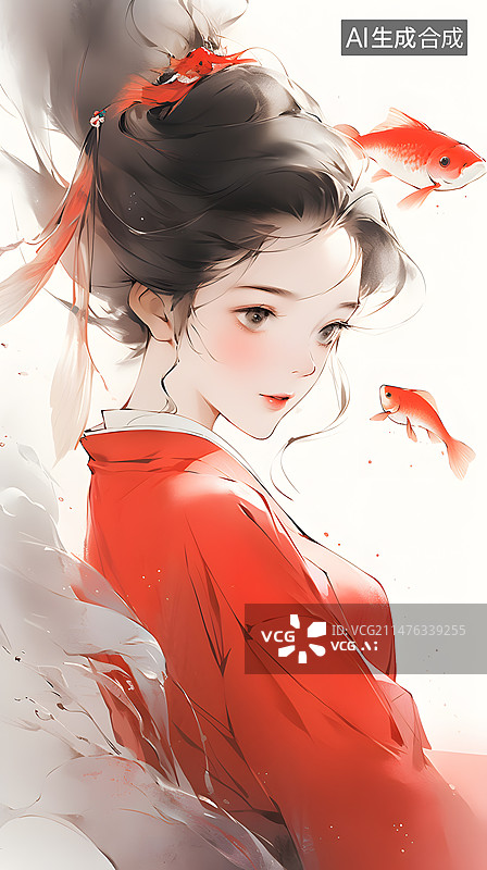 【AI数字艺术】古风古代美女插画图片素材