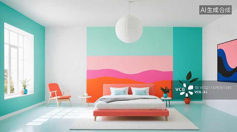 【AI数字艺术】高饱和对比色创意空间设计图片素材