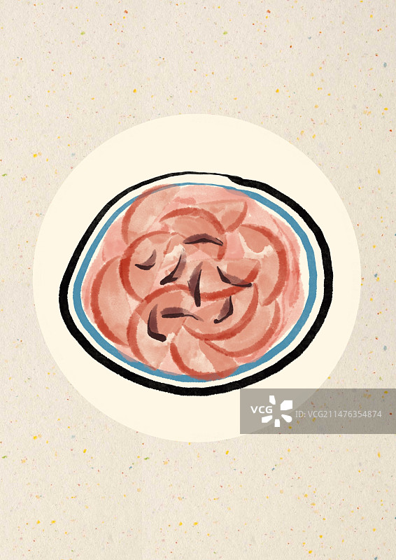 水墨风长沙美食插画-紫苏桃子姜图片素材