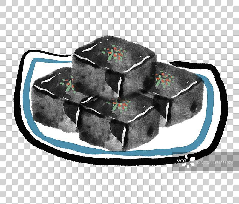 水墨风长沙美食插画元素-老长沙臭豆腐图片素材