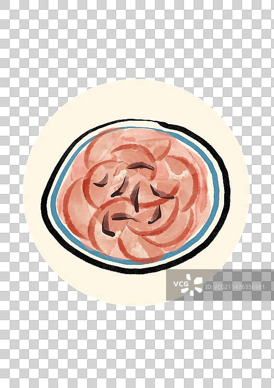 水墨风长沙美食插画元素-紫苏桃子姜图片素材