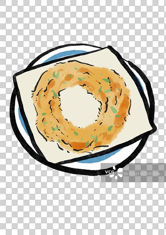 水墨风长沙美食插画元素-葱油粑粑图片素材