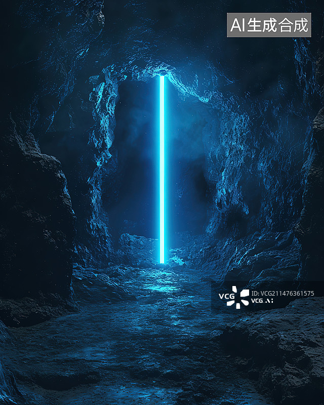 【AI数字艺术】洞穴中的瀑布图片素材