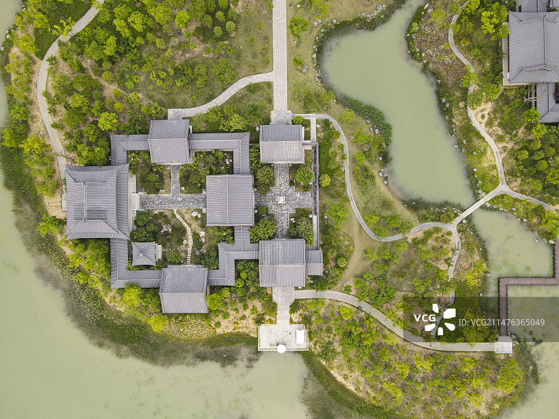 俯拍颍州西湖园林建筑图片素材
