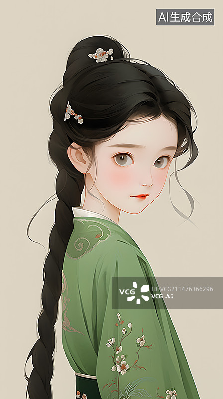 【AI数字艺术】中国风美女肖像图片素材