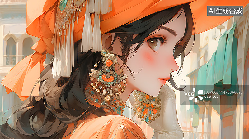 【AI数字艺术】美女肖像插画图片素材