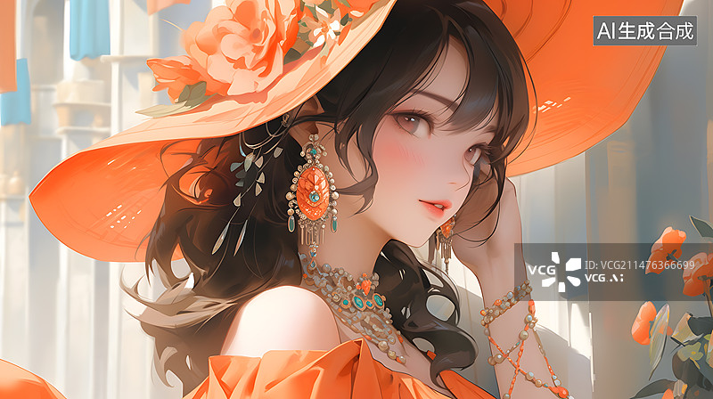 【AI数字艺术】美女肖像插画图片素材