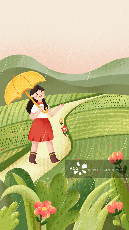 谷雨节气插画图片素材