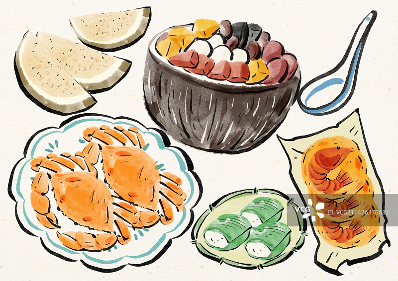 水墨风海南美食插画图片素材
