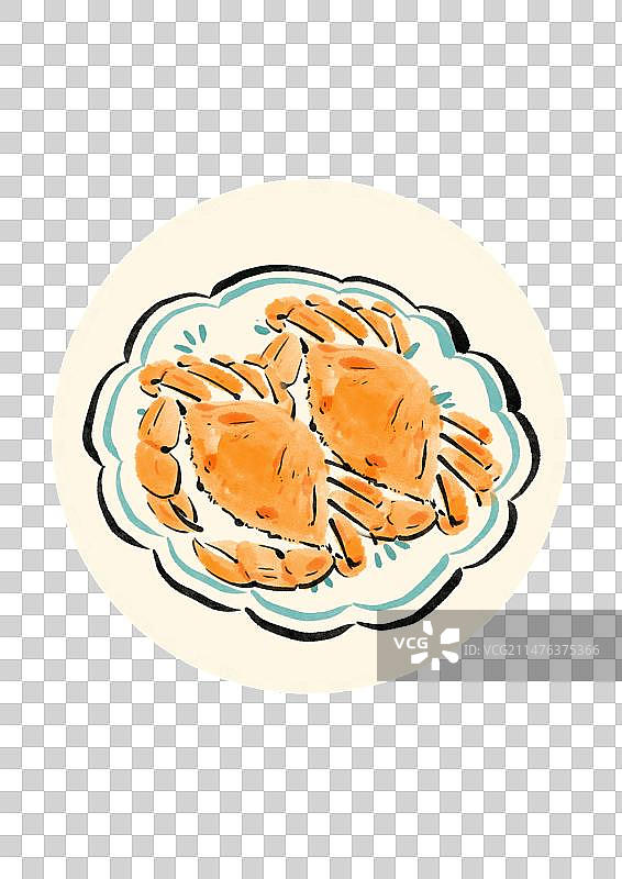 水墨风海南美食插画元素-和乐蟹图片素材