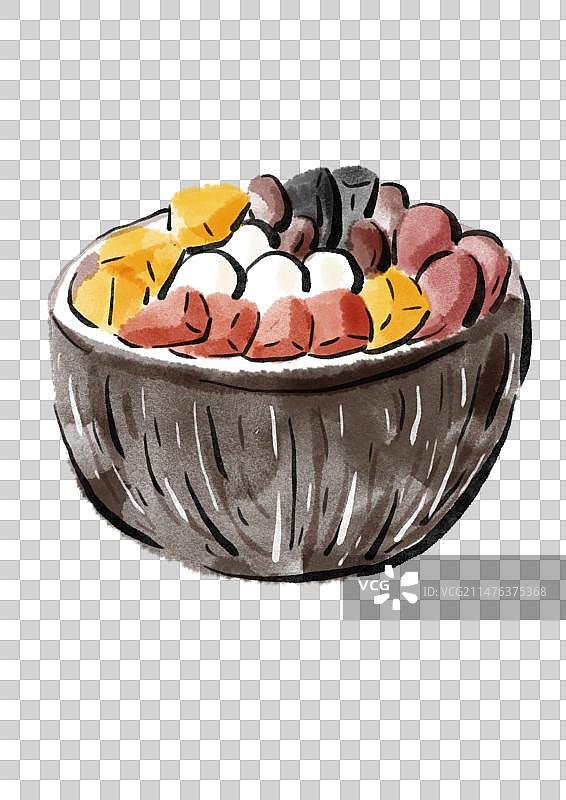 水墨风海南美食插画元素-清补凉图片素材