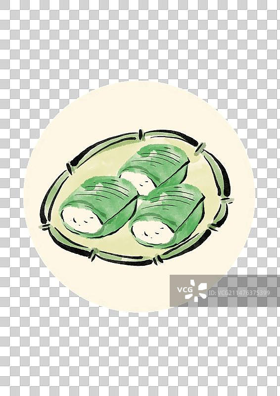 水墨风海南美食插画元素-斑斓卷图片素材