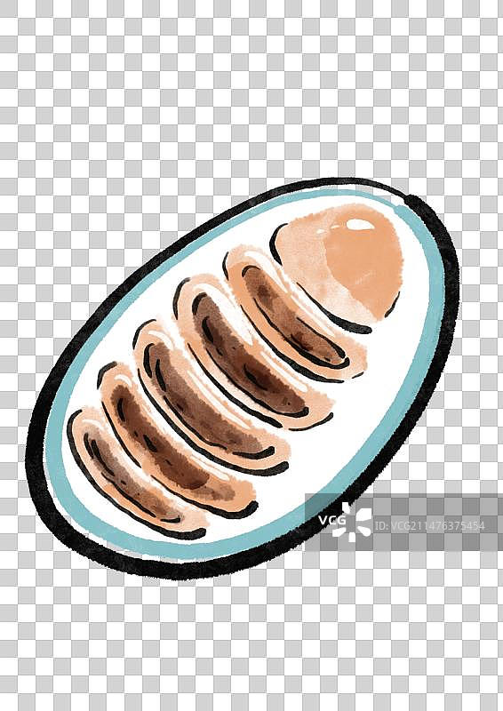 水墨风海南美食插画元素-铁板鱿鱼图片素材