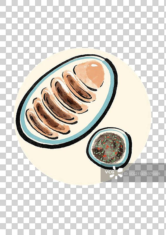 水墨风海南美食插画元素-铁板鱿鱼图片素材