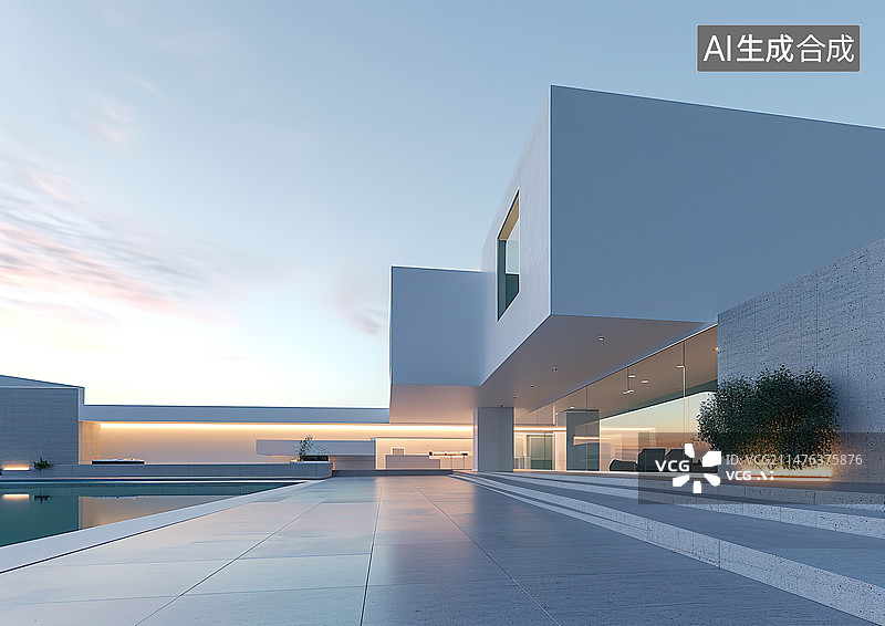 【AI数字艺术】现代展厅建筑外立面图片素材