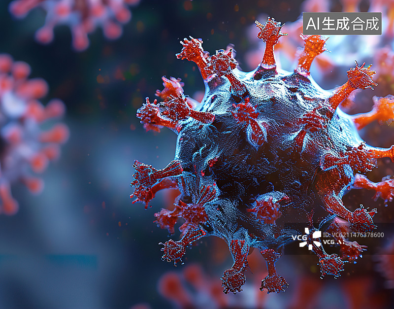 【AI数字艺术】病毒或细菌特写插图插画图片素材