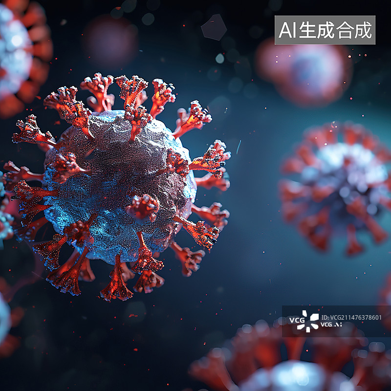 【AI数字艺术】病毒或细菌特写插图插画图片素材