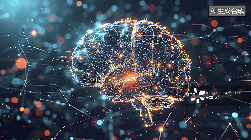 【AI数字艺术】未来人工智能脑力模型概念图片素材