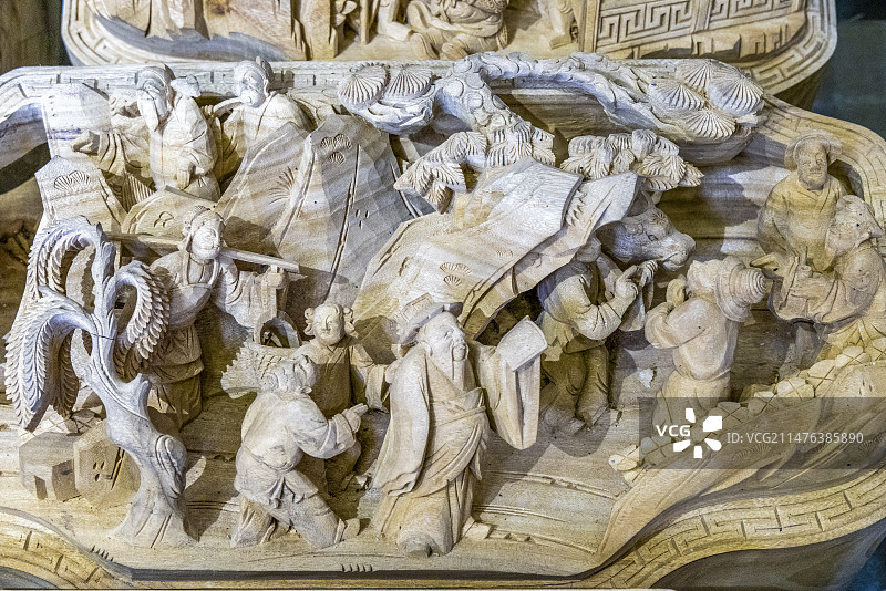 徽州木雕作品（局部）图片素材