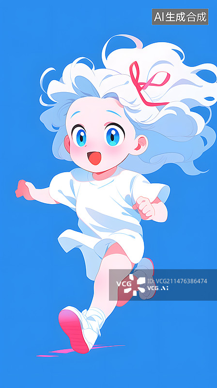 【AI数字艺术】可爱跑步女孩插画图片素材