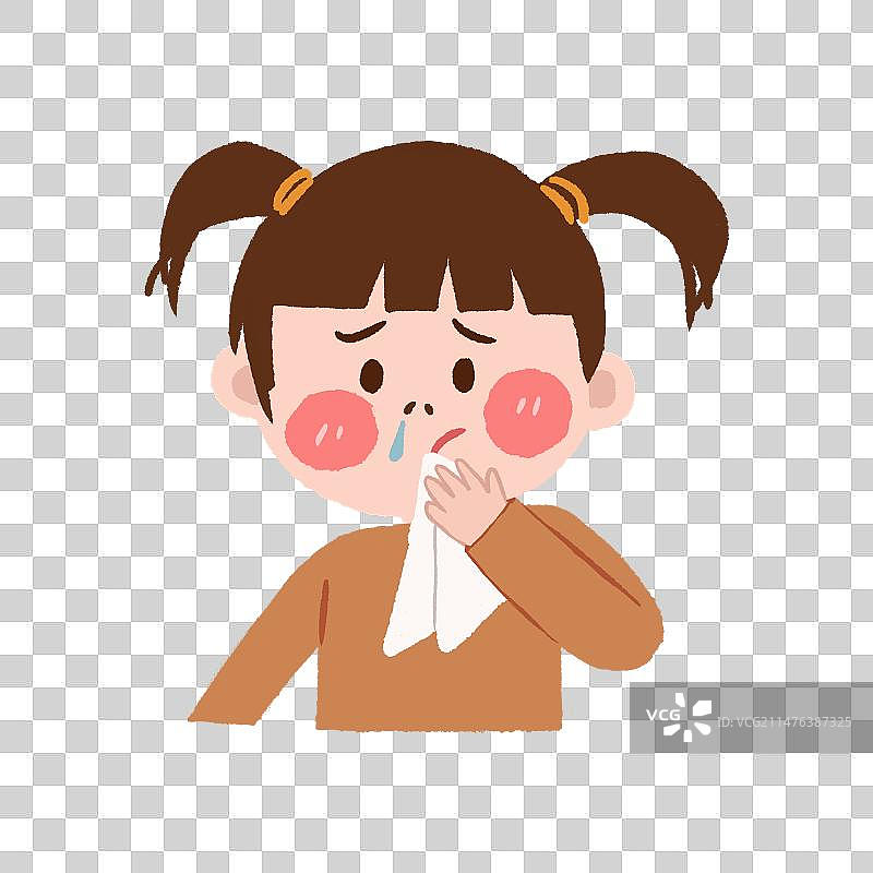 流感症状的女孩图片素材
