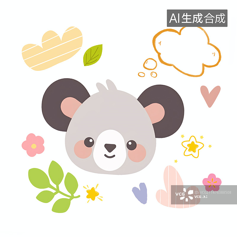 【AI数字艺术】树袋熊考拉儿童插画绘本插画，水彩插画，白色背景绘本插画，幼儿园宝宝打印插图，可爱的动物的插图图片素材