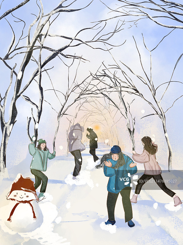 初雪，我们是可以一起打雪仗的人图片素材