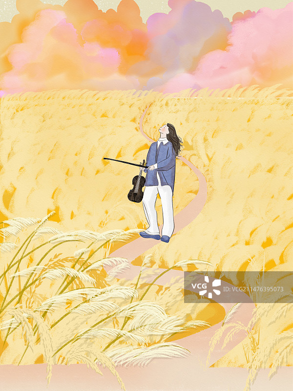 风吹麦浪图片素材