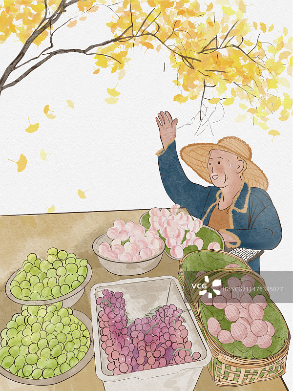 大爷与水果图片素材