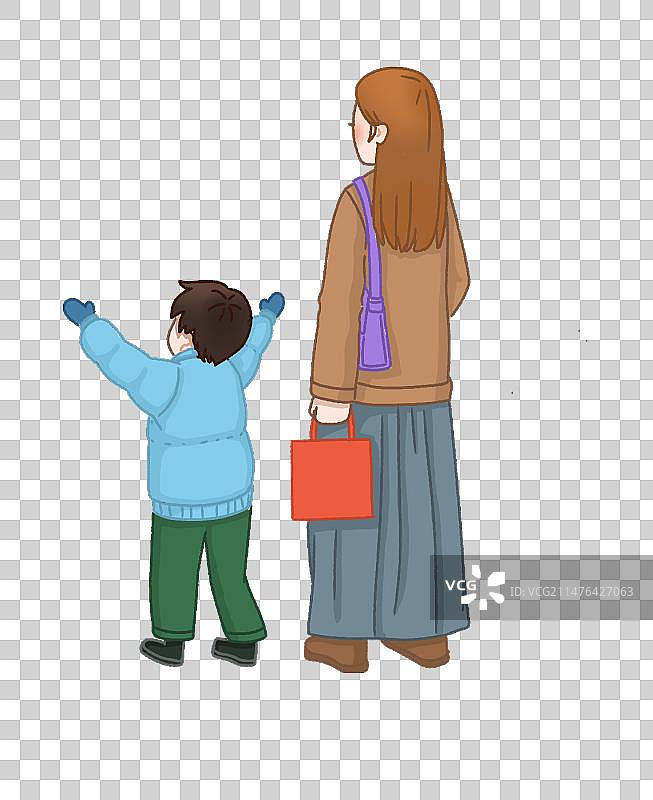 母子背影图片素材