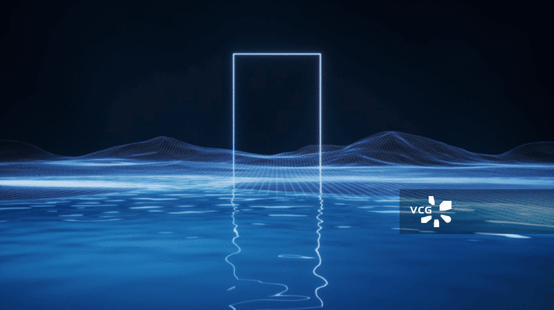 蓝色数字虚拟地形与发光线条3D渲染图片素材