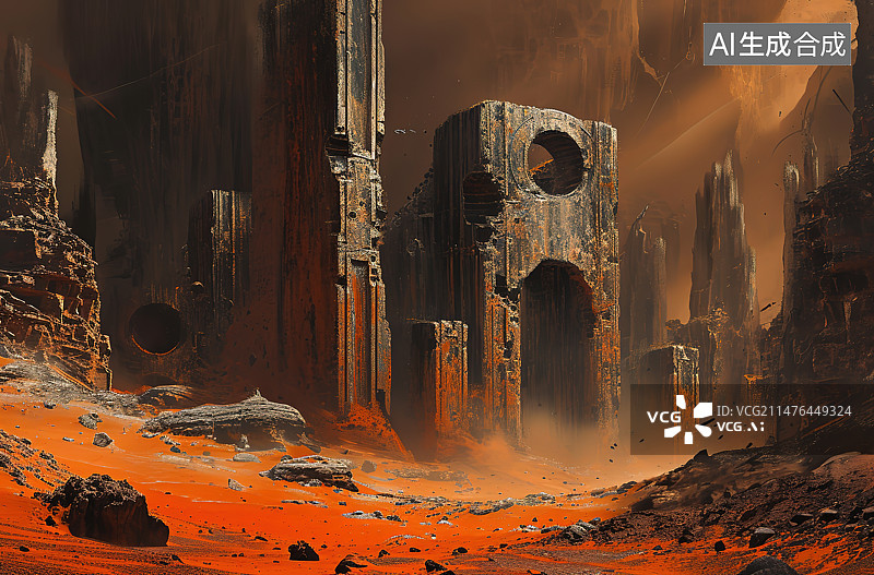 【AI数字艺术】夕阳下的历史建筑图片素材