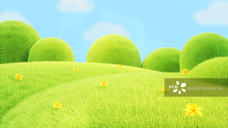 C4D唯美小清新春天场景图片素材