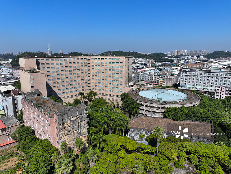 广东省东莞市黄江镇太子酒店太子演艺馆航拍图片素材